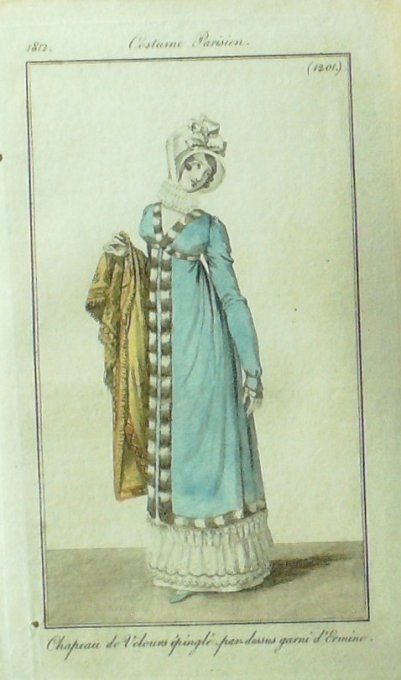 Gravure Mode Costume Parisien 1812 # 1201 (eau forte old Fashion plate