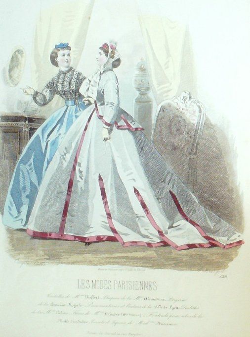 Gravure Les Modes Parisiennes 1865 #1201 Robes d'intérieur Maison Pieffort