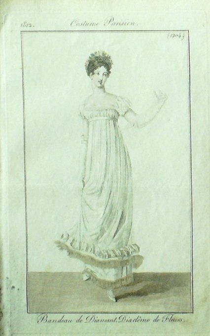 Gravure Mode Costume Parisien 1812 # 1204 (eau forte old Fashion plate