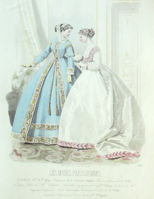 Gravure Les Modes Parisiennes 1865 #1205 Toilettes d'intérieur Maison Ghys