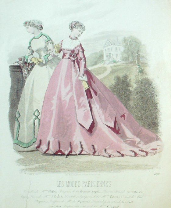 Gravure Les Modes Parisiennes 1865 #1209 Robes de loisirs Couronne Royale