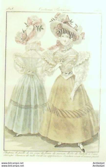 Costume Parisien 1828 # 2618 Robe de batiste biais découpé