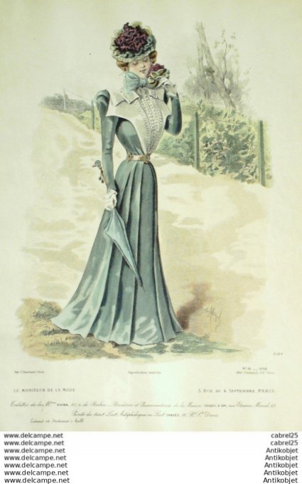 Gravure Mode Le Moniteur 1898 # 16 (Old Fashion plate)