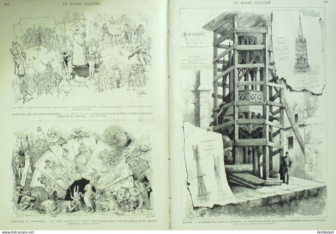 Le Monde illustré 1876 n°1025 Rouen (76) Serbie Kiadowa Lourdes (65) Turquie Constantinople Mosquée 