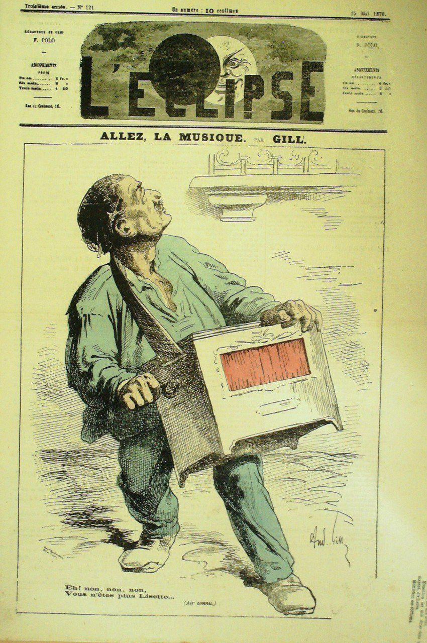L'Eclipse 1870 n°121 LA MUSIQUE SCRUTIN BELLOGUETI André GILL