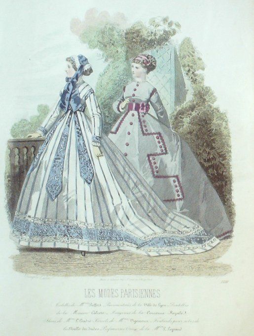 Gravure Les Modes Parisiennes 1865 #1210 Toilettes printanières Maison Pieffort