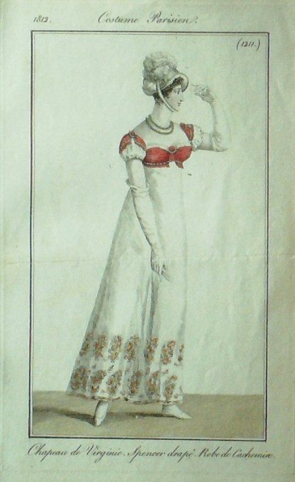 Gravure Mode Costume Parisien 1812 # 1211 (eau forte old Fashion plate