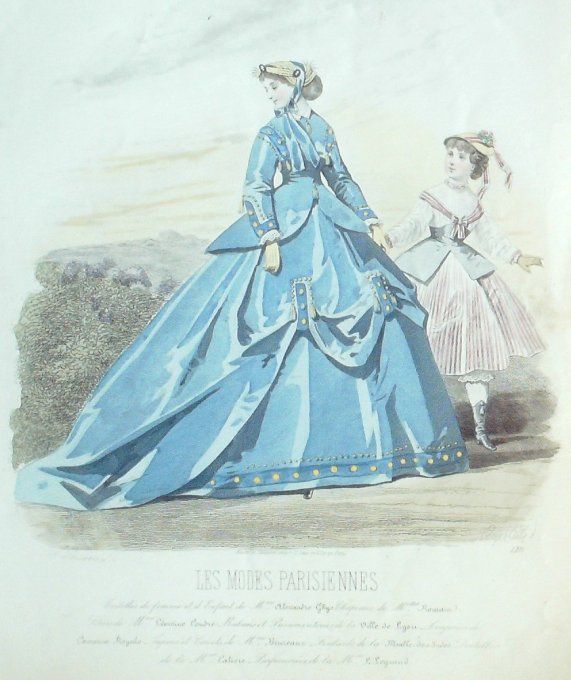 Gravure Les Modes Parisiennes 1865 #1211 Toilettes printanières Maison Ghys