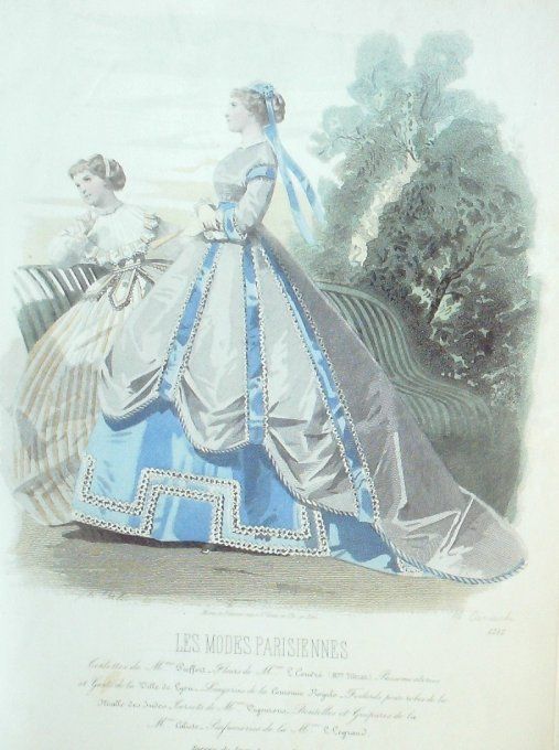 Gravure Les Modes Parisiennes 1865 #1212 Robes de loisirs Maison Pieffort