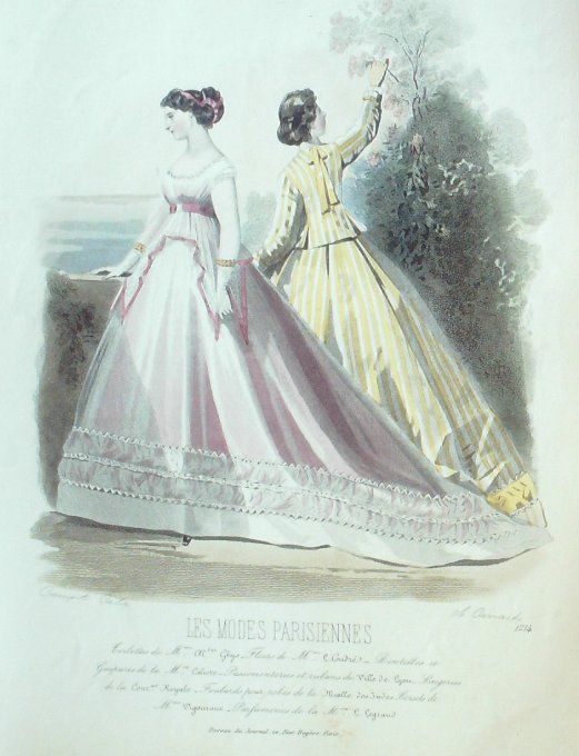 Gravure Les Modes Parisiennes 1865 #1214 Robes ghros d'Italie Maison Ghys
