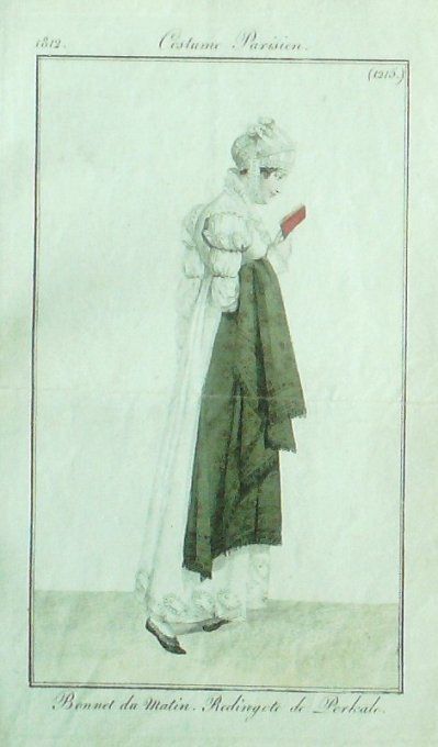 Gravure Mode Costume Parisien 1812 # 1215 (eau forte old Fashion plate