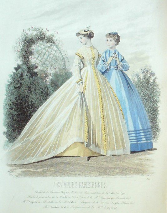 Gravure Les Modes Parisiennes 1865 #1215 Robes de coton  Couronne Royale