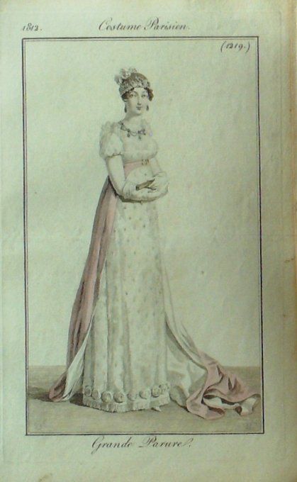 Gravure Mode Costume Parisien 1812 # 1219 (eau forte old Fashion plate
