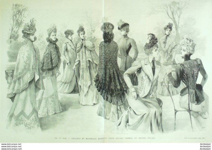Gravure de mode Revue de la mode Gazette NB (Maison Mansard) Collets & Manteaux