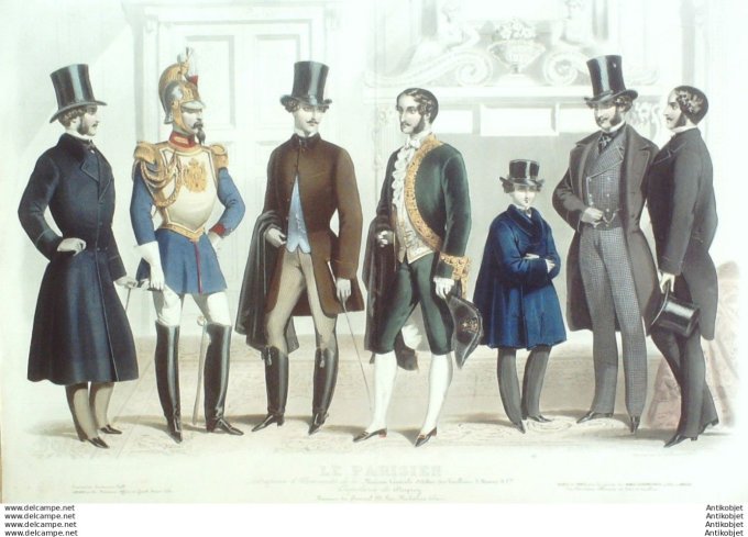 Gravure Mode Le Parisien 1855-12 (Old Fashion plate) Rare