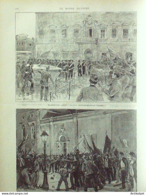 Le Monde illustré 1893 n°1901 Aigues-Mortes (30) Naples Turkestan Tachkend Batschas