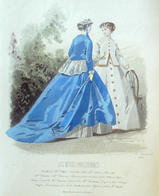 Gravure Les Modes Parisiennes 1865 #1220 Redingotes veste Maison Pieffort