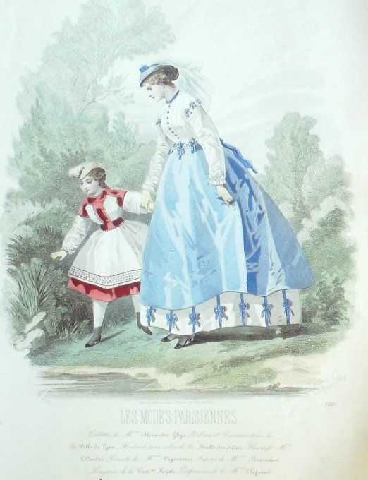 Gravure Les Modes Parisiennes 1865 #1226 Robes en voile Maison Ghys