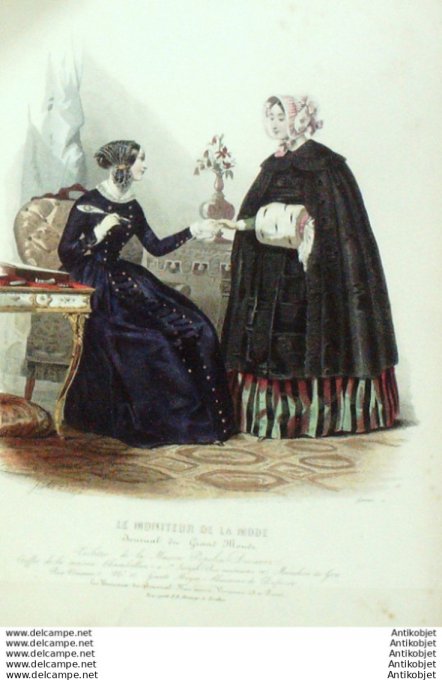 Gravure Mode Le Moniteur 1850 # 58 (Old Fashion plate)