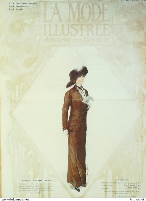 La Mode illustrée journal 1911 n° 43 Toilettes Costumes Passementerie