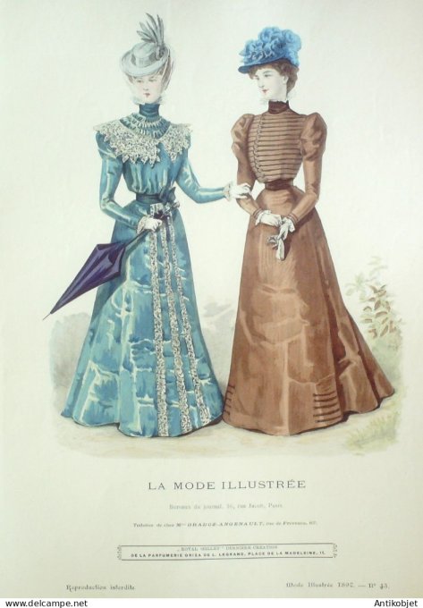 Gravure Mode illustree 1897 # 43 (Old Fashion plate) RARE
