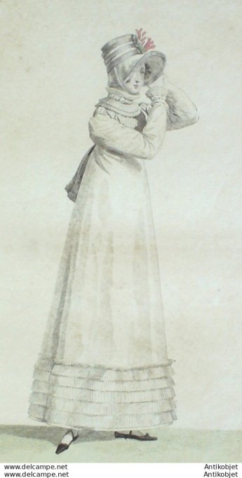 Costume Parisien 1816 # 1604 Robe garnie de mousseline