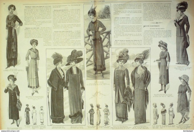 La Mode illustrée journal 1911 n° 43 Toilettes Costumes Passementerie