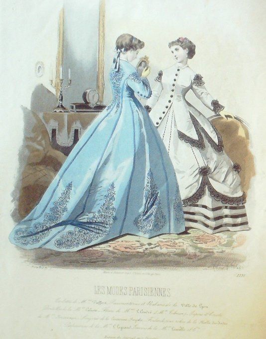Gravure Les Modes Parisiennes 1865 #1231 Toilettes d'intérieur Maison Pieffort