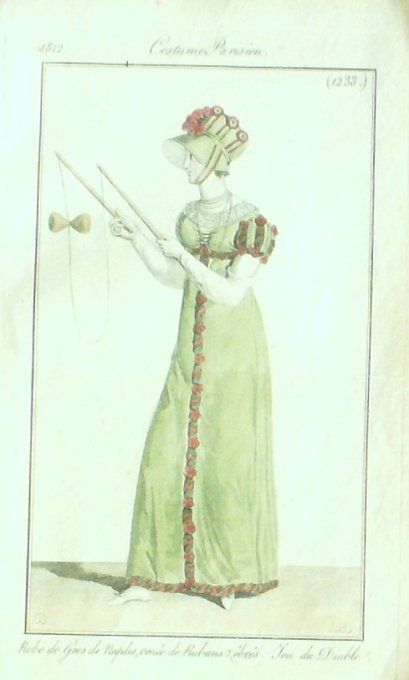 Gravure Mode Costume Parisien 1812 # 1233 (eau forte old Fashion plate