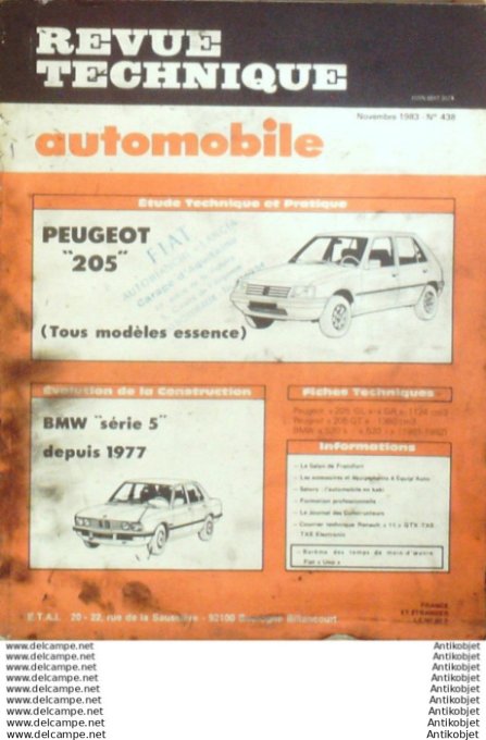 R.T Automobile Peugeot 205 Bmw série 5   # 438