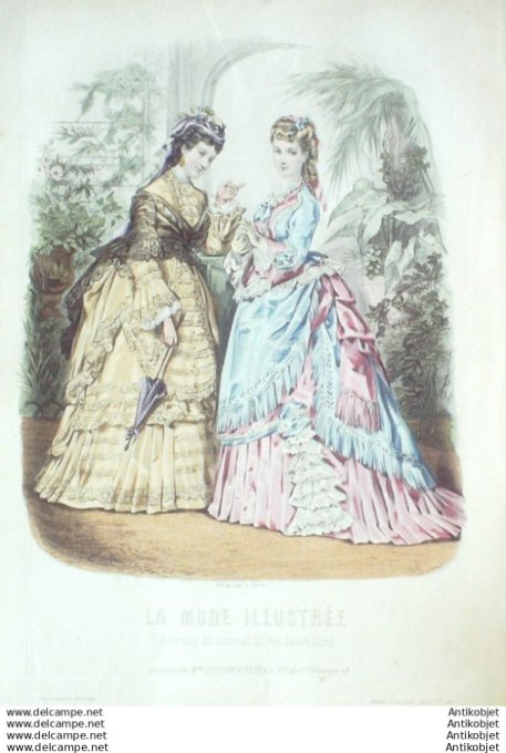 Gravure Mode illustree 1872 # 28 (Old Fashion plate)