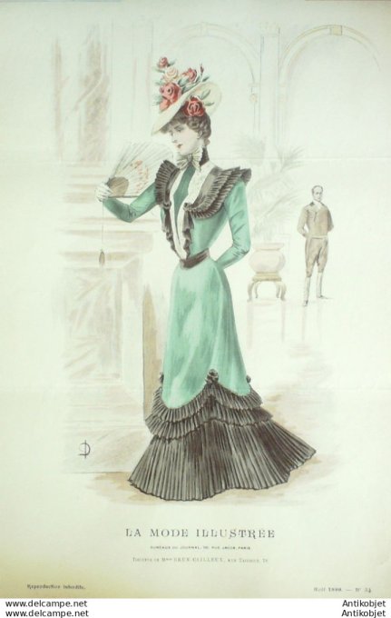 Gravure Mode illustree 1899 # 34 (Old Fashion plate) rare