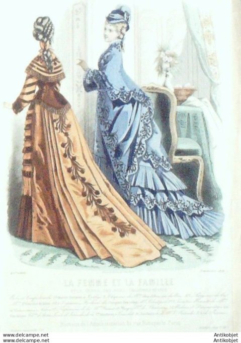 Gravure de mode La  Femme & La  Famille 1874 n°11 (Maison Depelchin)