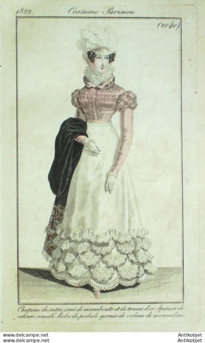 Costume Parisien 1822 # 2040 Robe perkale garnie de volants