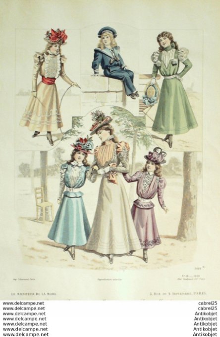 Gravure Mode Le Moniteur 1898 # 18 (Old Fashion plate)