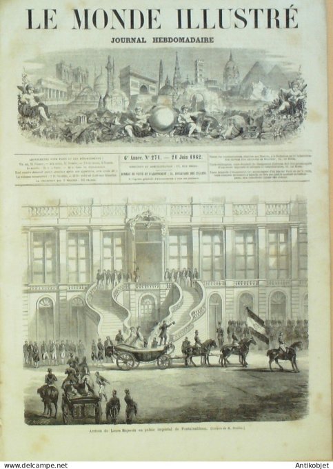 Le Monde illustré 1862 n°271 Fontainebleau (77) Davenport Rock-Island Cochinchine Vinch-Hong Algérie