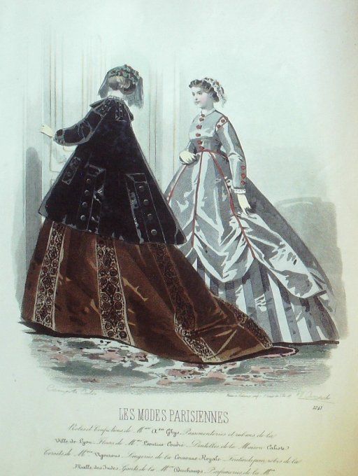 Gravure Les Modes Parisiennes 1865 #1241 Mantelet garni Maison Ghys