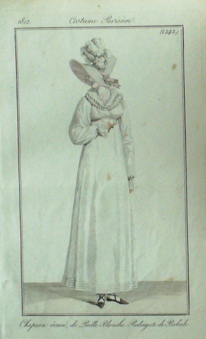 Gravure Mode Costume Parisien 1812 # 1242 (eau forte old Fashion plate