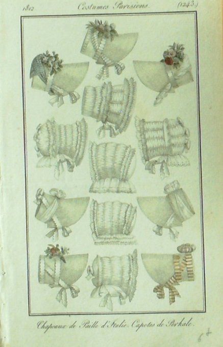 Gravure Mode Costume Parisien 1812 # 1243 (eau forte old Fashion plate