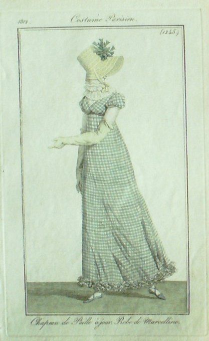 Gravure Mode Costume Parisien 1812 # 1245 (eau forte old Fashion plate