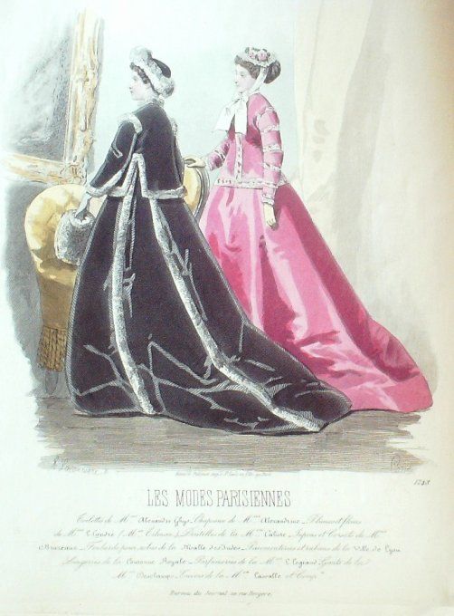 Gravure Les Modes Parisiennes 1865 #1248 Manteau velours Maison Ghys