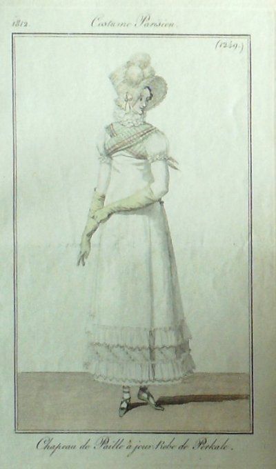 Gravure Mode Costume Parisien 1812 # 1249 (eau forte old Fashion plate