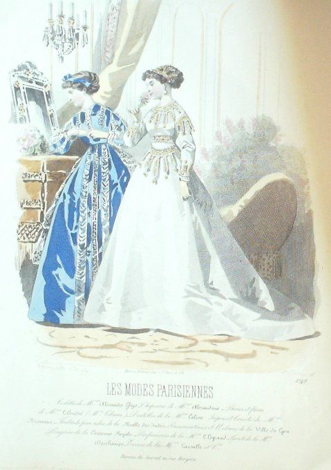 Gravure Les Modes Parisiennes 1865 #1249 Robes de voile Maison Ghys