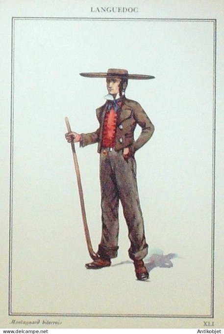 Occitanie Béziers (34) Montagnard Biterrois signé  par P.A Leroux XXème