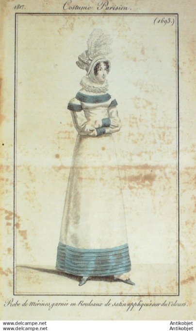 Gravure Mode Costume Parisien 1817 # 1693 (eau forte old Fashion plate
