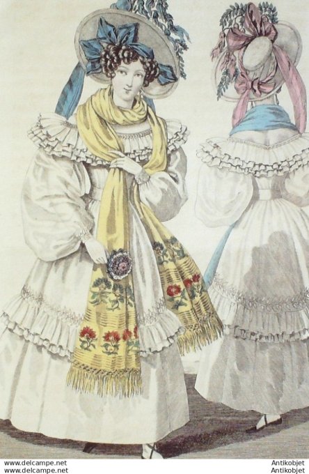 Gravure Mode Costume Parisien 1829 # 2700 (eau forte old Fashion plate