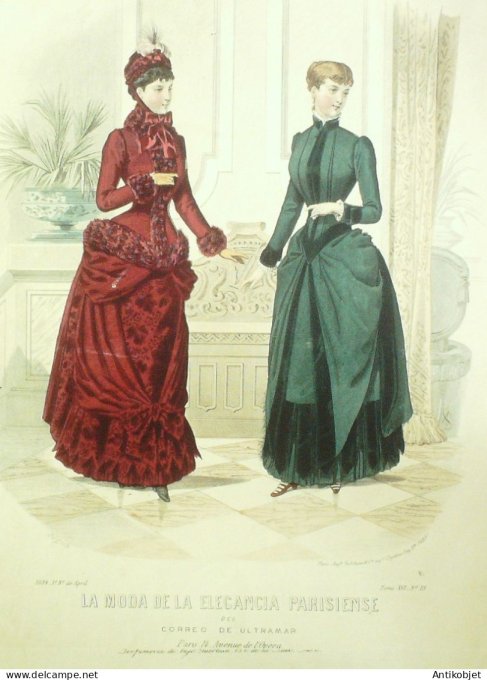 Gravure Mode Elegance Parisienne 1884 # 13 (Old Fashion plate)