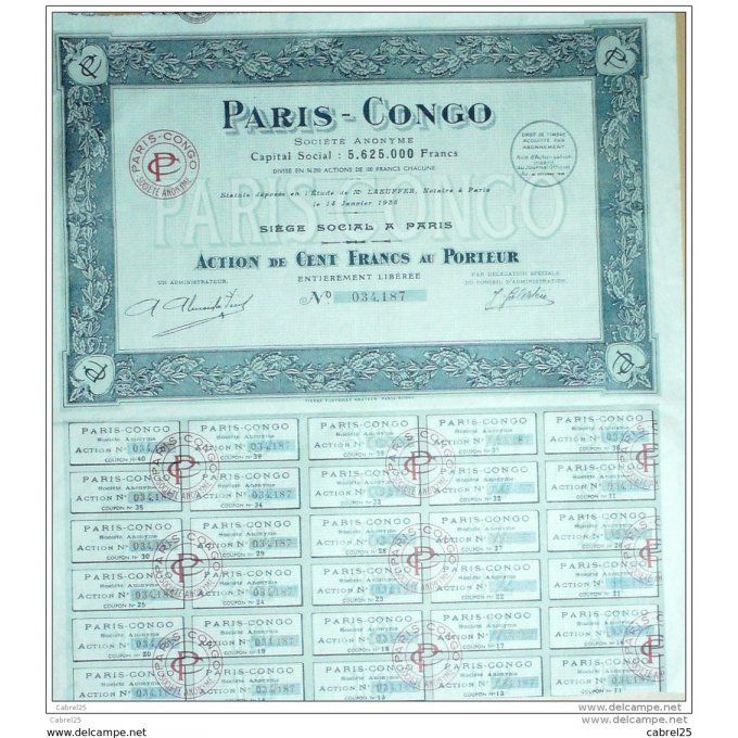PARIS CONGO-ACTION-100 FR-1925