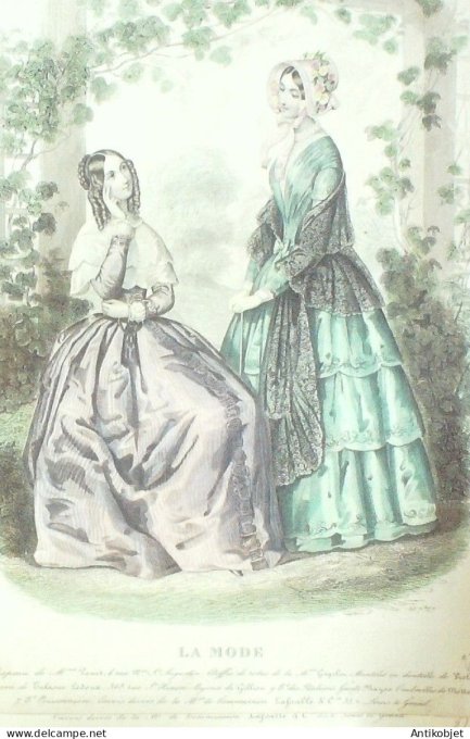 Gravure La mode 1845 # 27 (aquarelle old Fashion plate)