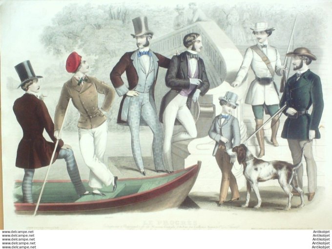Gravure Mode Le Progres 1853- 8 (Old fashion plate)